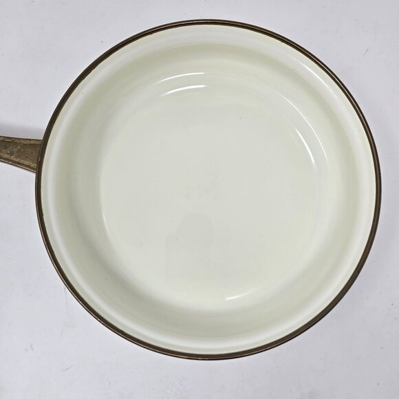 Normandy Taiwan Vintage Enamel Frying Pan With Lily Floral Design & Brass Handle - Picture 11 of 13